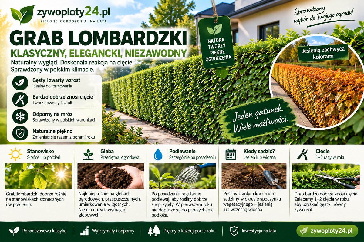 Grab Lombardzki – stanowisko, gleba, podlewanie i pielęgnacja